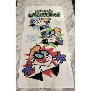 VTG Y2K Dexters Laboratory Beach Towel Cartoon Network Franco Cotton‎ 50x26